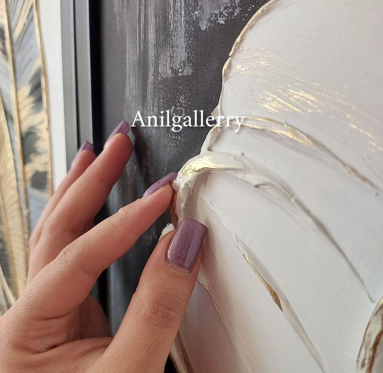 تابلو برجسته سه تیکه مزین به ورق طلا